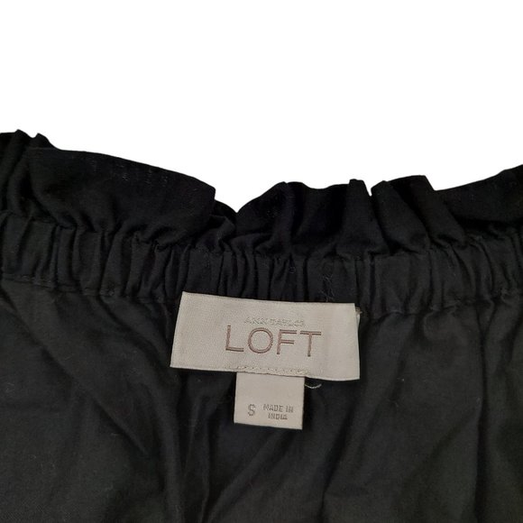 Ann Taylor Loft Off The Shoulder Blouse Black Womens Size Small - Picture 6 of 7